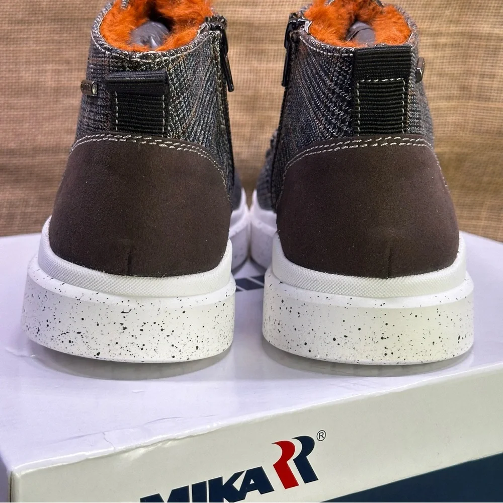 Romika Helsinki 02 brown & orange plaid high hi‎ top sneakers boots size 8